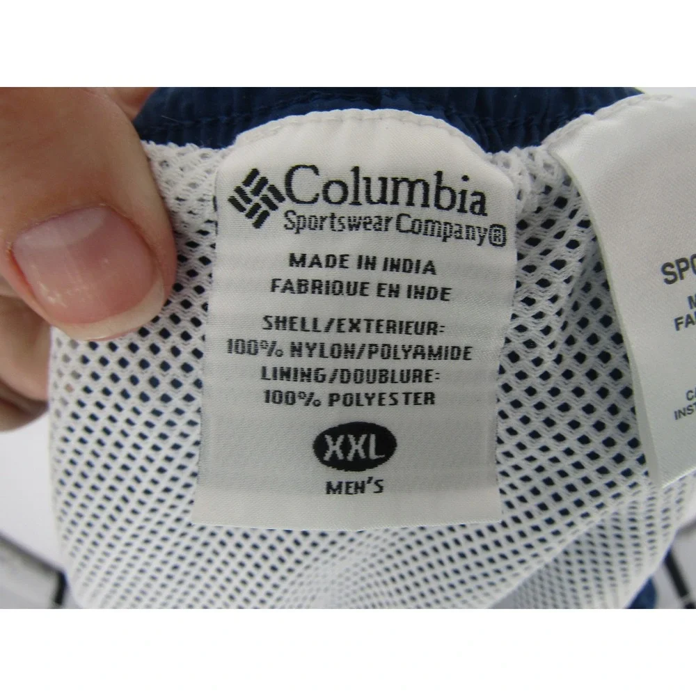 Columbia Packable Cargo Shorts Mens XXL Navy Blue Elastic‎ Waist Nylon Hiking